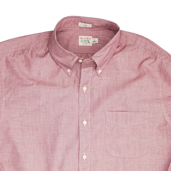 JCREW Size L Secret Wash Cotton Poplin Shirt Slim Fit in Red Ochre $98 BW443 - Picture 3 of 5